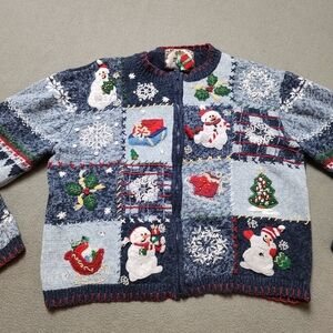 VINTAGE Snowman Christmas Sweater Tiara Adorable Ugly Christmas Sweater 90s